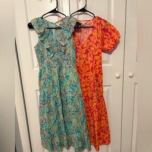 Woman’s J Crew Floral Maxi Dresses with Pockets Set 100% Cotton